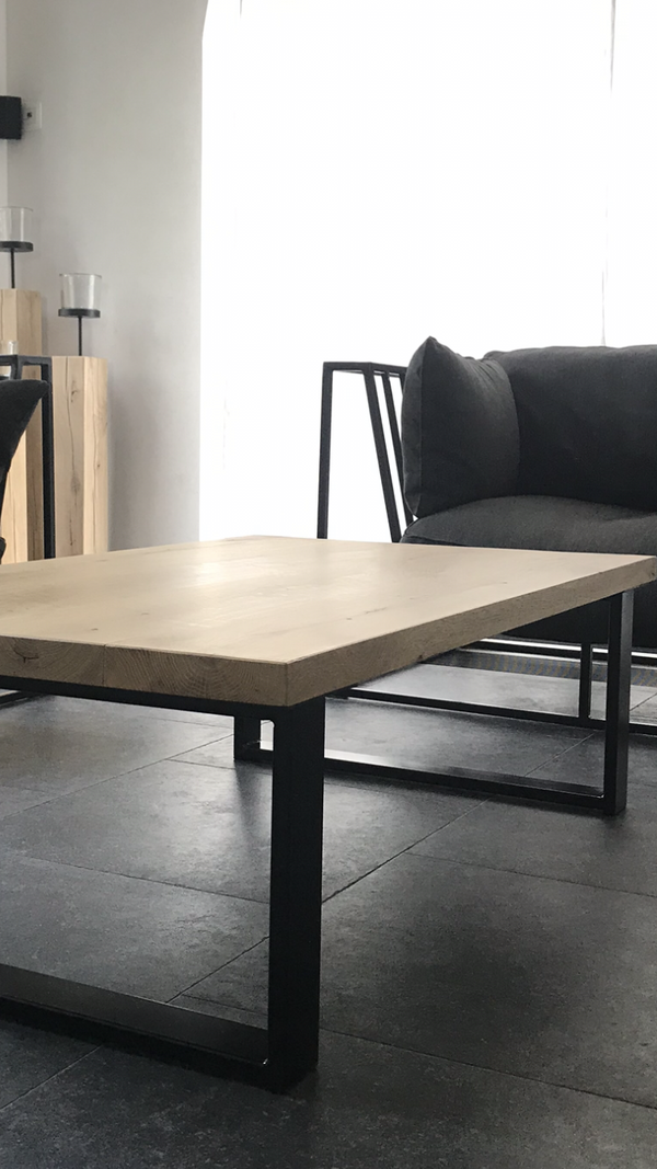 Salontafel in massieve eik U poten - Afbeelding 2