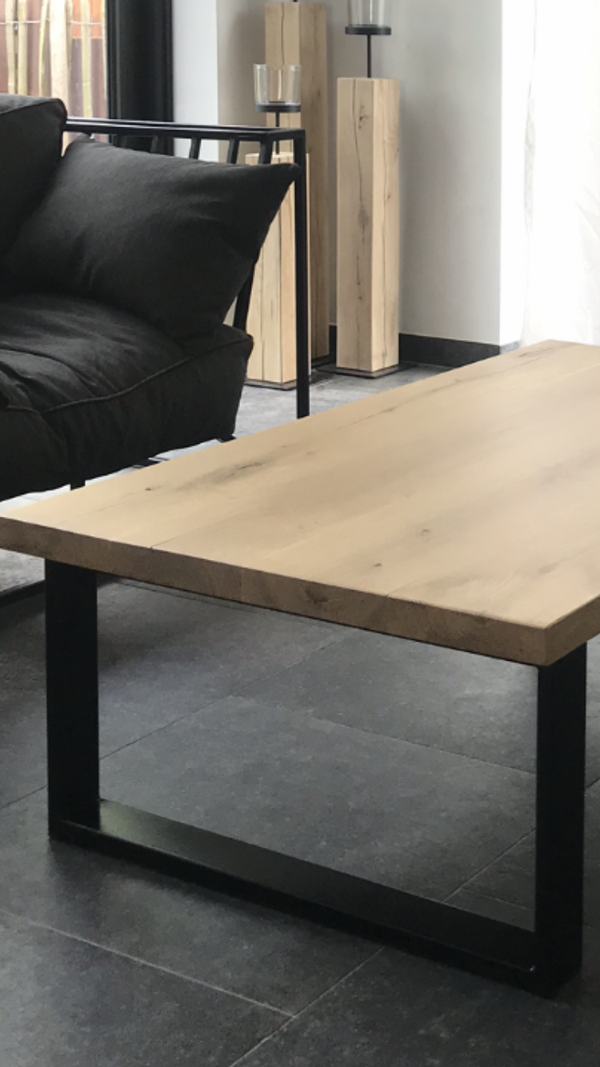 Salontafel in massieve eik U poten - Afbeelding 3