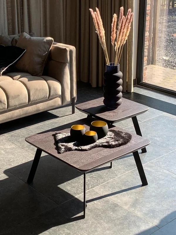 Salontafel set globo vierkant charcoal