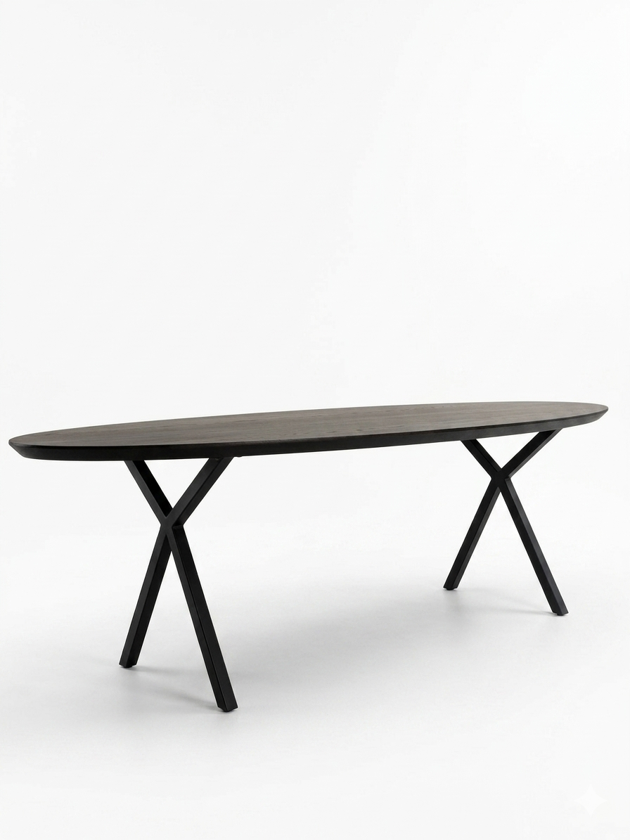 Eettafel in massieve eik ovaal Oxford Black