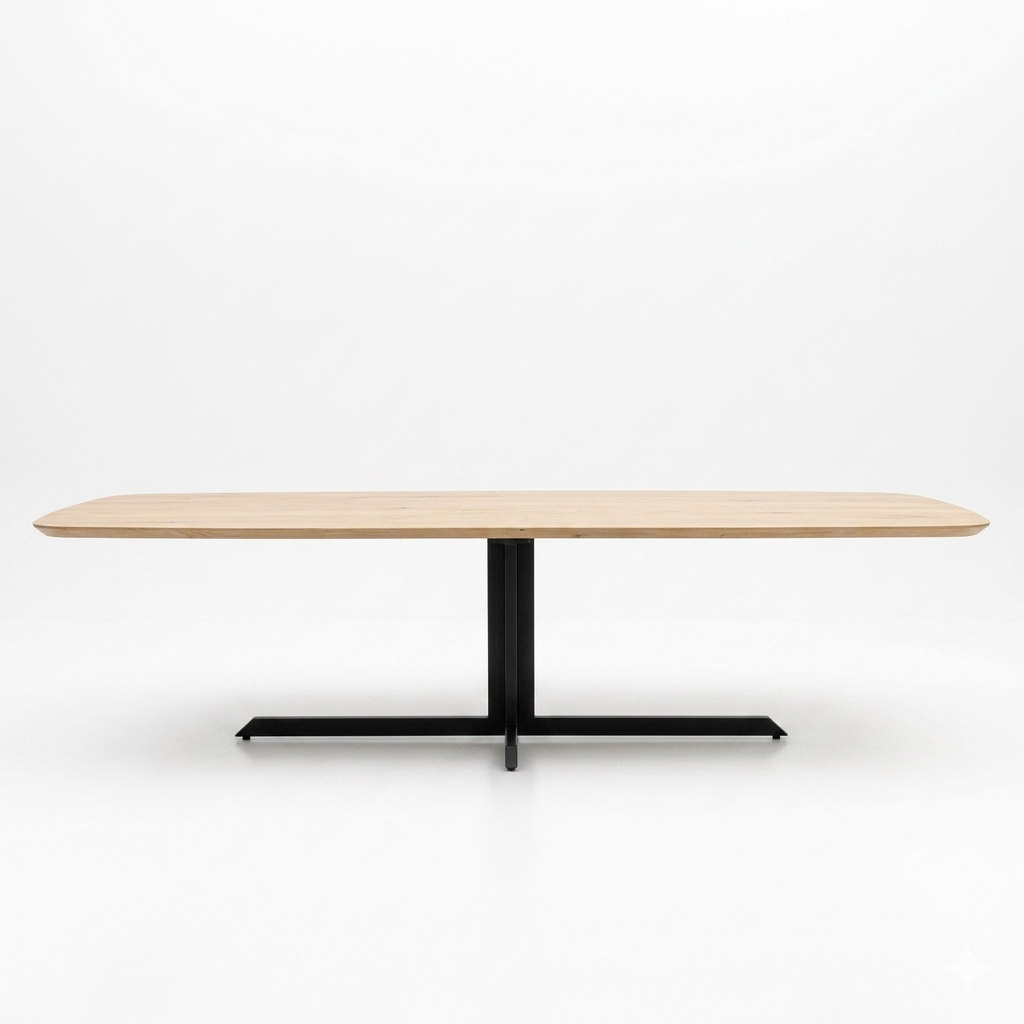 Eettafel in massieve eik T poot