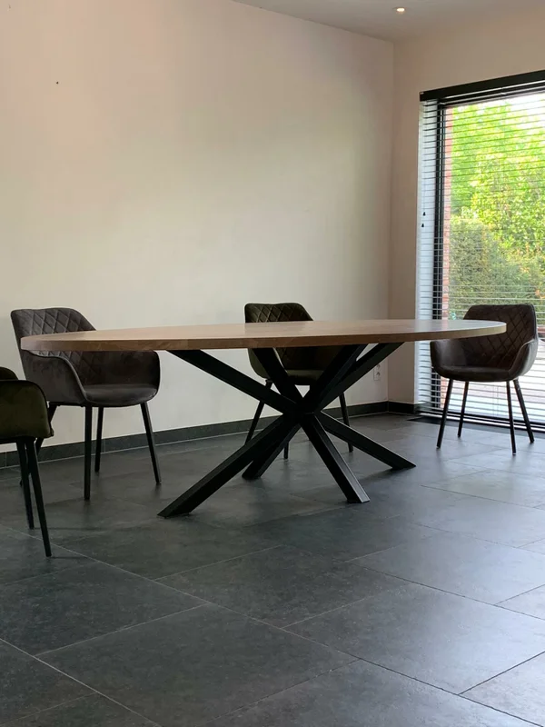 Ovale eettafel in massieve eik 3D - Afbeelding 10