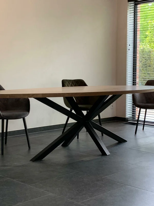 Ovale eettafel in massieve eik 3D - Afbeelding 11