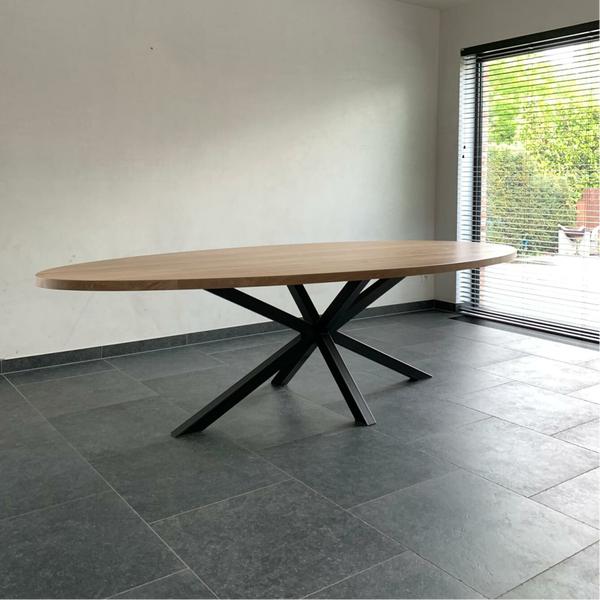 Ovale eettafel in massieve eik 3D - Afbeelding 2