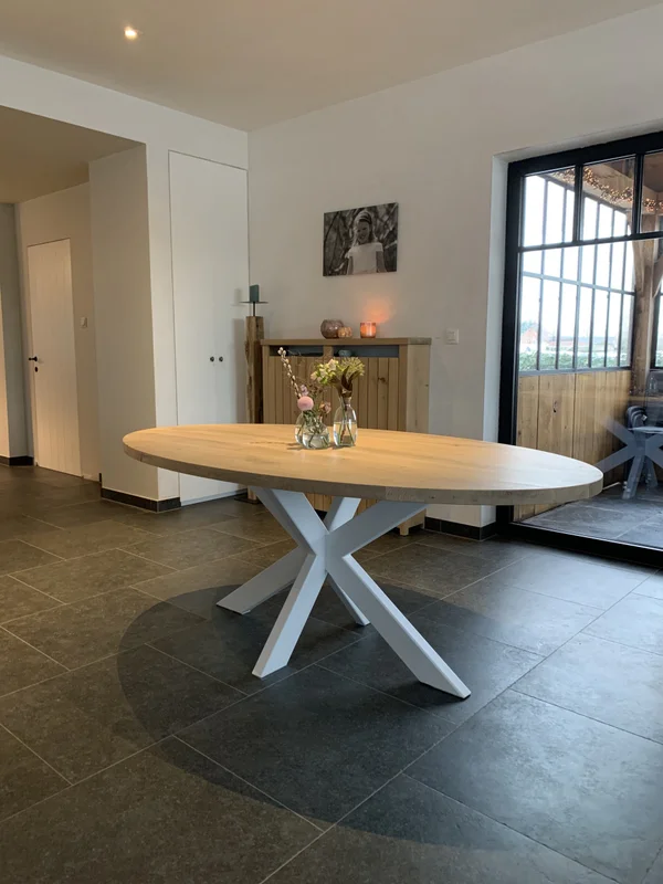 Ovale eettafel in massieve eik 3D - Afbeelding 6