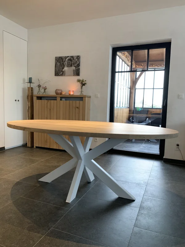 Ovale eettafel in massieve eik 3D - Afbeelding 8