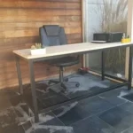 Bureau massieve eik met dik stalen profiel