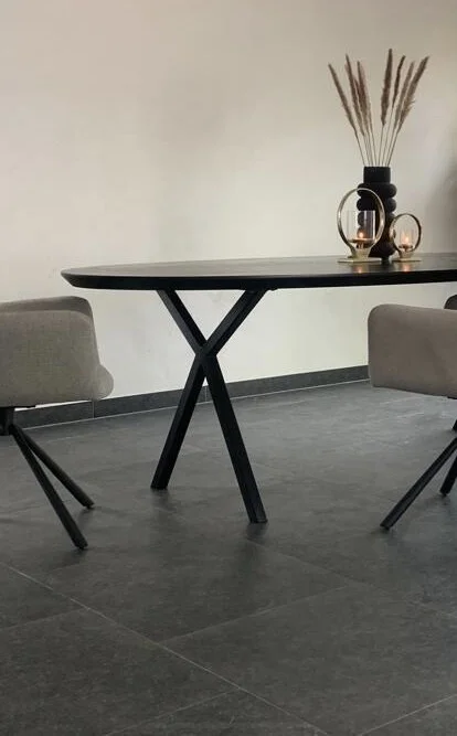 Eettafel in massieve eik ovaal Oxford Black - Afbeelding 5