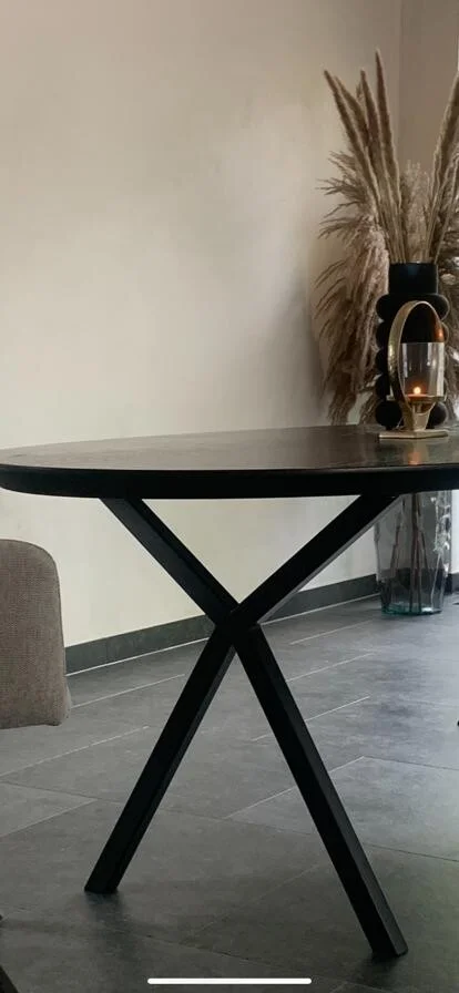 Eettafel in massieve eik ovaal Oxford Black - Afbeelding 6