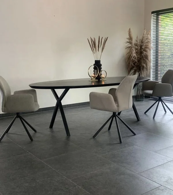 Eettafel in massieve eik ovaal Oxford Black - Afbeelding 7