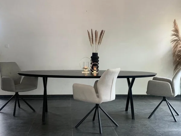 Eettafel in massieve eik ovaal Oxford Black - Afbeelding 8