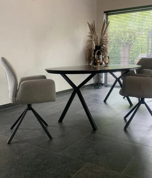 Eettafel in massieve eik ovaal Oxford Black - Afbeelding 2