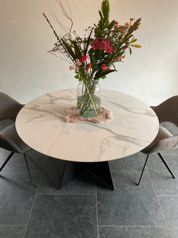 Ronde eettafel fenix hpl marmer Roia - Afbeelding 2